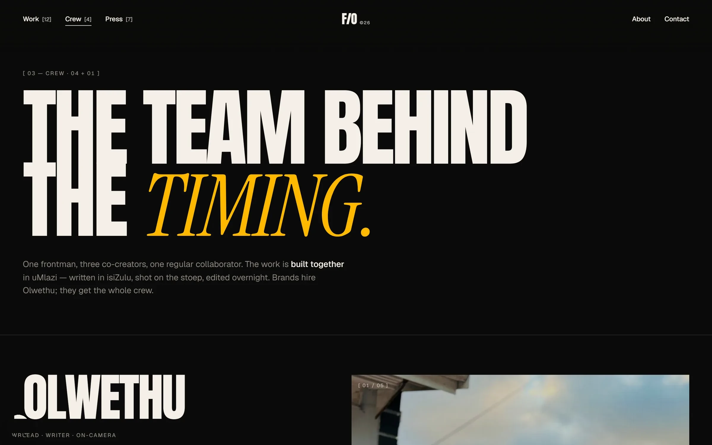 The crew page.