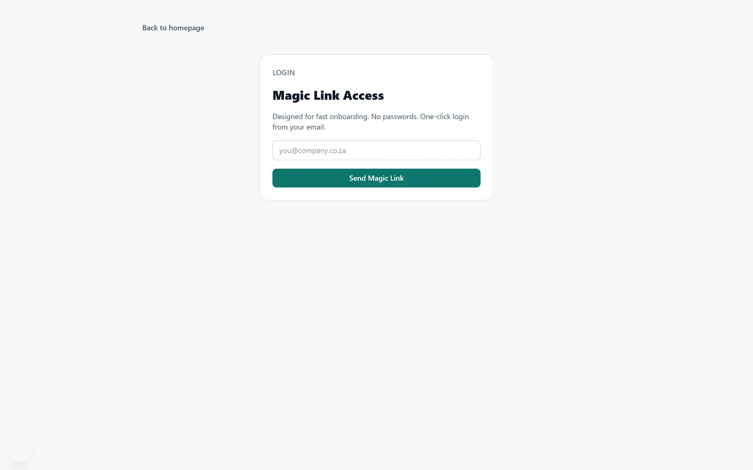 Magic-link login.